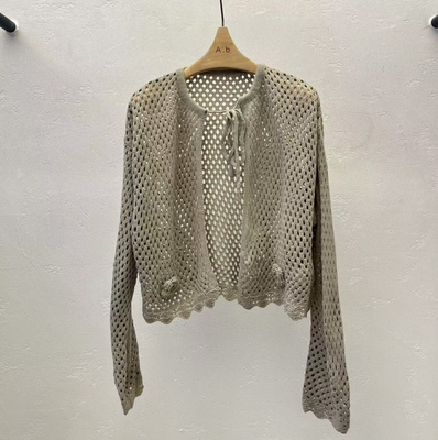 韩国正品代购 AUTUMN BEIGE-Q春季新款简约百搭气质镂空针织衫