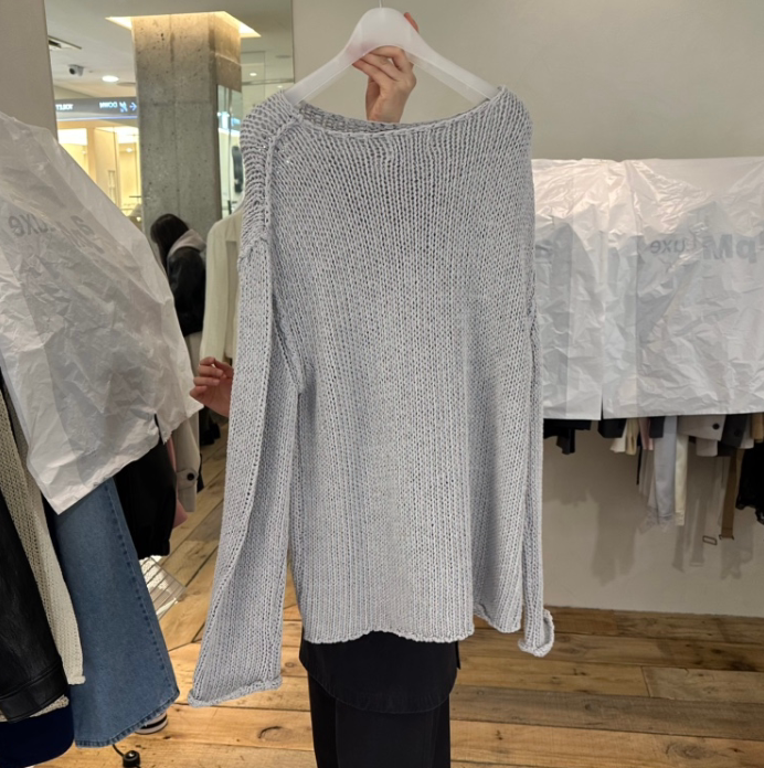 韩国正品代购春季新款极简风圆领套头针织衫女长袖宽松百搭毛衣