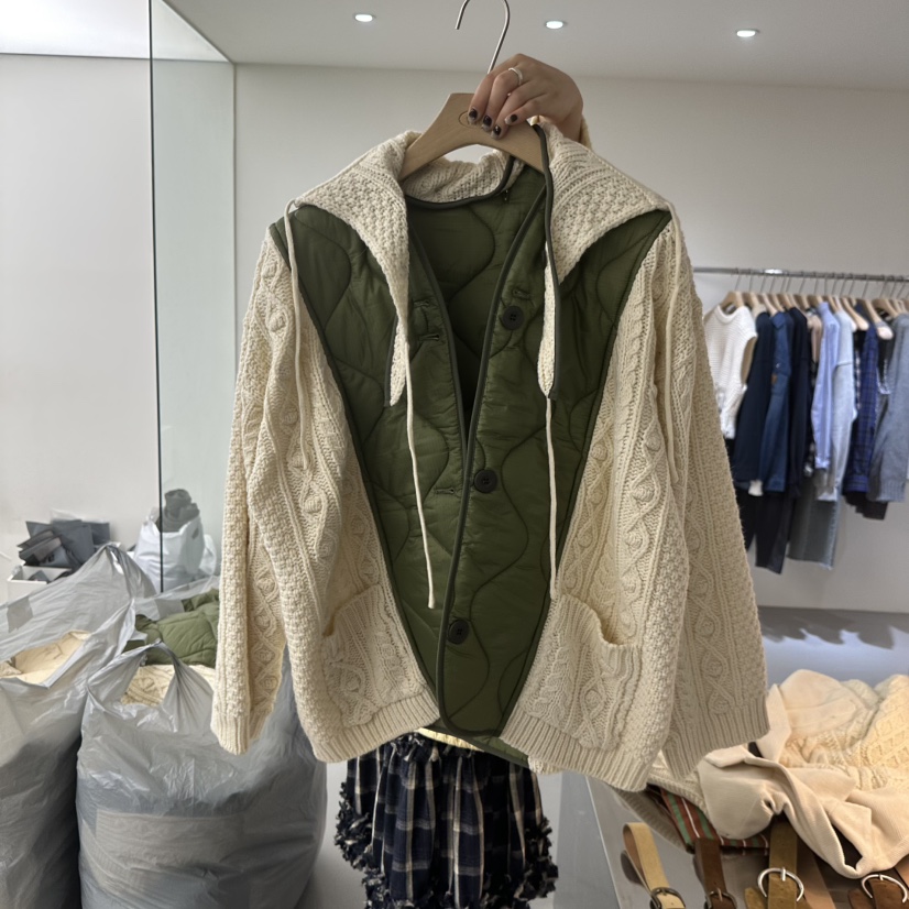 VAULT韩国正品代购2025年冬季新款时尚气质纯色针织开衫女