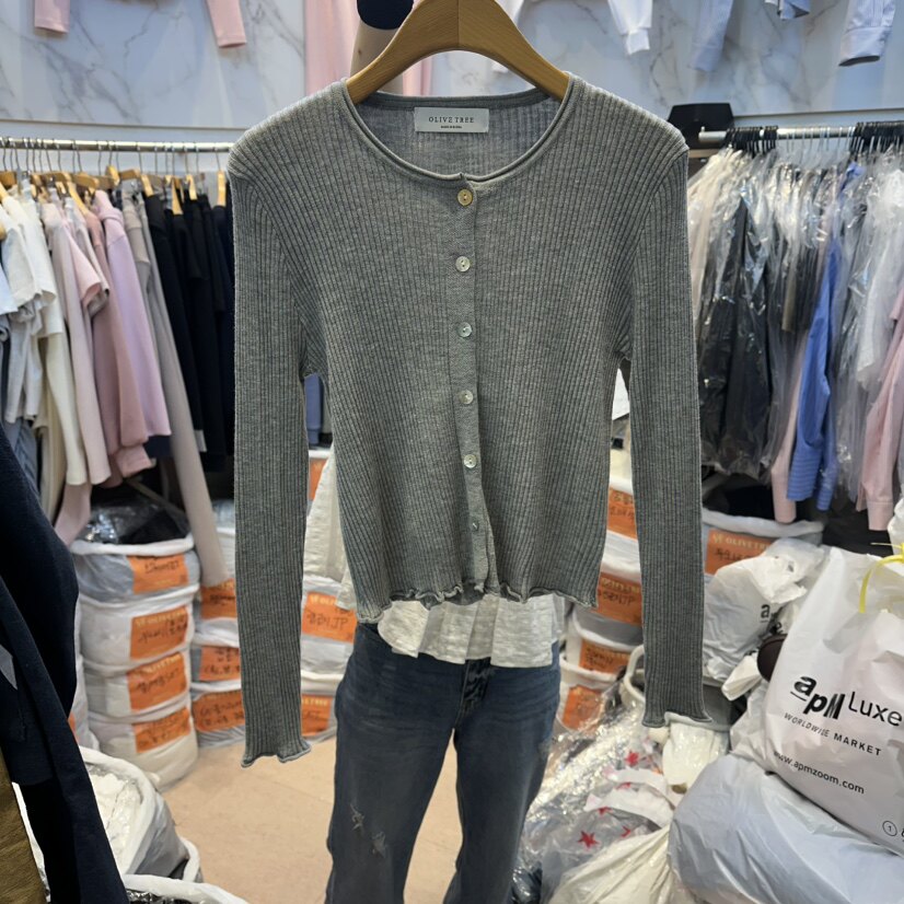 韩国正品代购 OLIVE TrEE春季新款简洁单排扣休闲百搭针织开衫