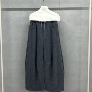 HELDER-P韩国正品代购2025极简风系带腰阔腿裤女宽松休闲裤弯刀裤