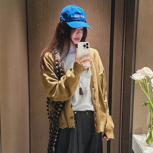 partysu韩国正品代购春季新款多巴胺穿搭针织开衫女长袖外套毛衣