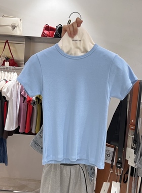 TEMPTING秋 韩国代购 时尚百搭舒适休闲宽松圆领气质吸睛短袖T恤