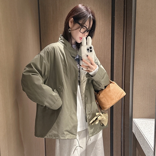 partysu韩国代购2025立领短款棉服女宽松加厚保暖外套百搭