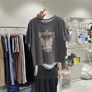 韩国正品代购 COMBO春季新款时髦吉他爱心印花日常通勤百搭T恤