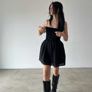 新款 春季 吊带连衣裙女收腰显瘦小个子气质短裙连衣裙 代购 韩国正品