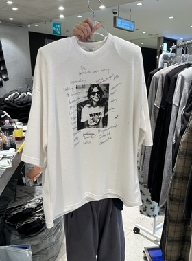 HERTZ-P韩国正品代购2025复古人物印花长袖T恤女宽松百搭上衣