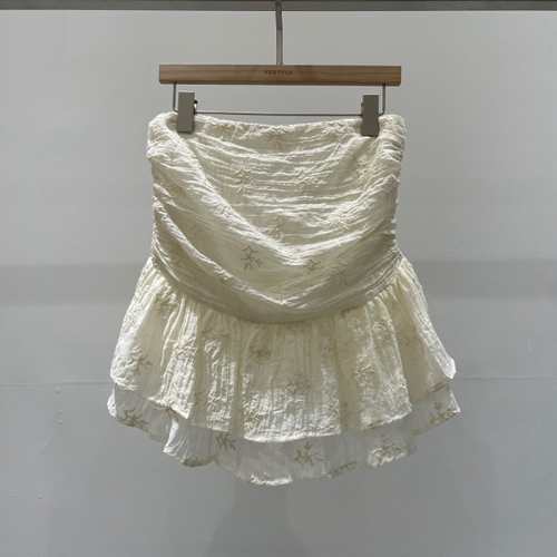 韩国正品代购 RE STYLE-Q夏季新款褶皱抹胸版型纯欲温柔短款背心