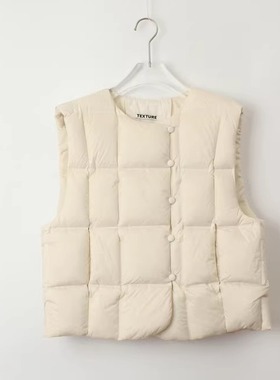 TEXTURE韩国正品代购2025羽绒马甲女短款外穿保暖背心纽扣马夹
