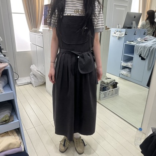 新休闲背带连衣裙女A字长裙时尚 春季 百搭减龄连衣裙 代购 韩国正品