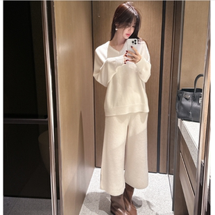 partysu韩国正品代购2025温柔慵懒风V领针织毛衣女宽松长袖毛衣