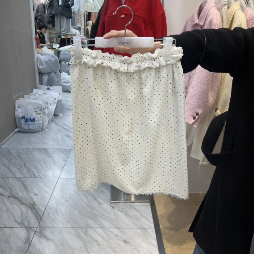 RUMIRU/AWEAR韩国正品代购2025复古波点半身裙女A字裙显瘦裙子