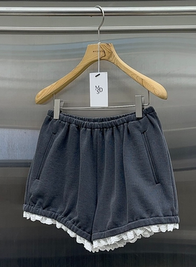 韩国正品代购 MYDRESS夏季新款高腰百搭蕾丝花边拼接休闲短裤
