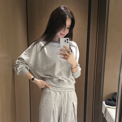 partysu韩国正品代购2025冬季新款时尚气质纯色百搭休闲卫衣女