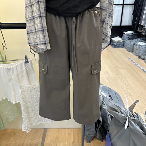 韩国正品代购 ARR夏季新款松紧腰系带直筒休闲气质百搭时尚七分裤