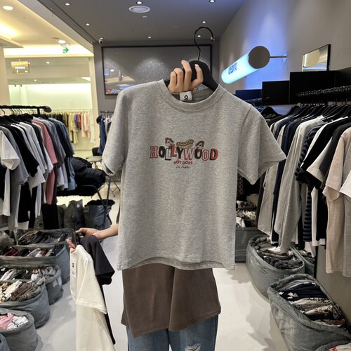 韩国正品代购 CREDITO春季新款可爱俏皮图案随性百搭圆领舒适T恤