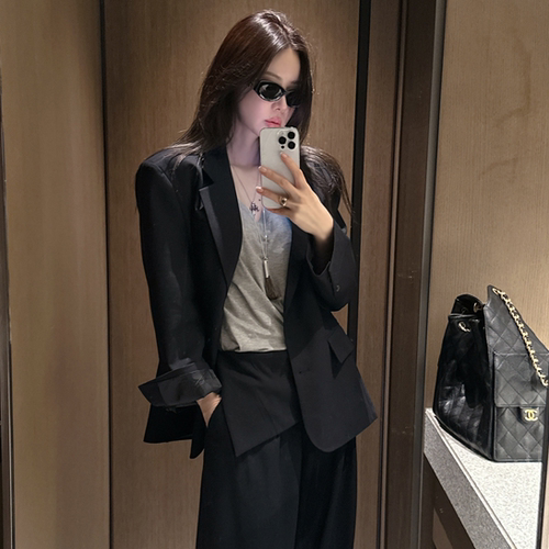 partysu韩国正品代购春季新款高智感廓形西装女长袖宽松职场外套