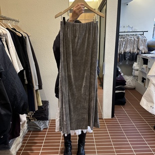 2025气质丝绒波点半身长裙女松紧腰百搭裙子 代购 CHOI L韩国正品