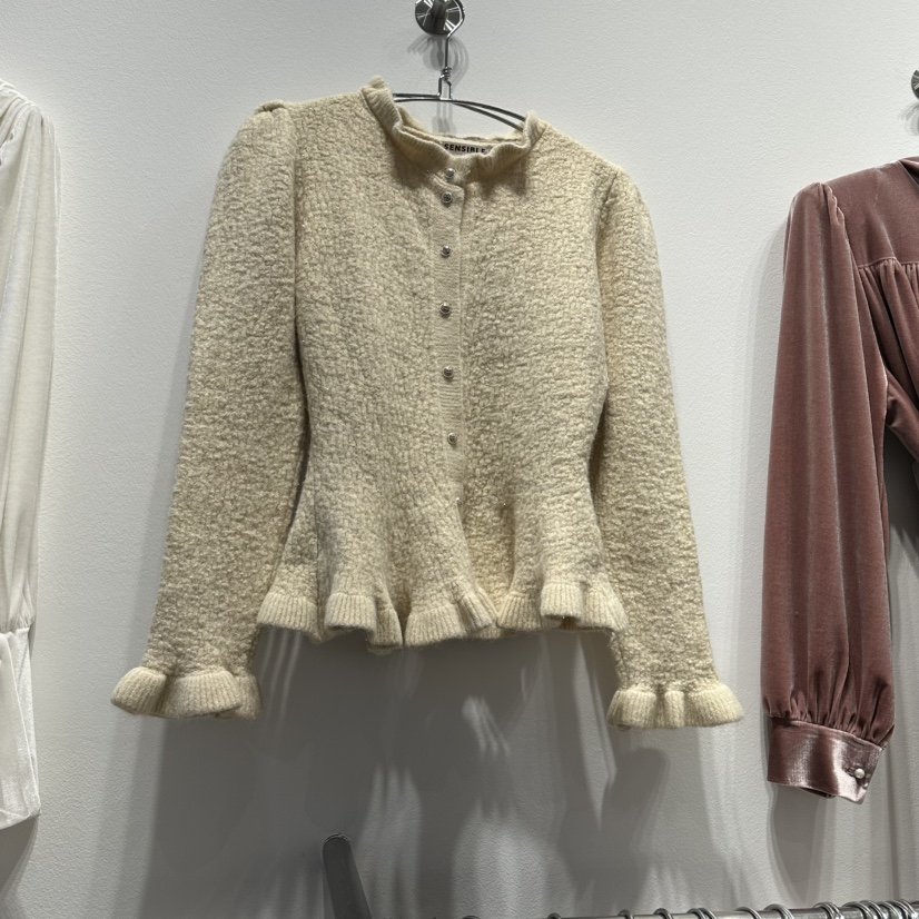 SENSIBLE-S韩国正品代购2025淑女风荷叶边木耳边女显瘦收腰短外套