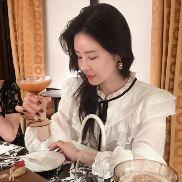 partysu韩国正品代购2025法式复古木耳边衬衫女蝴蝶结荷叶边衬衣