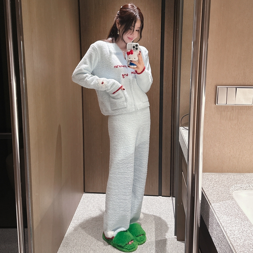 partysu韩国正品代购2025休闲运动套装女冬加厚保暖家居服两件套