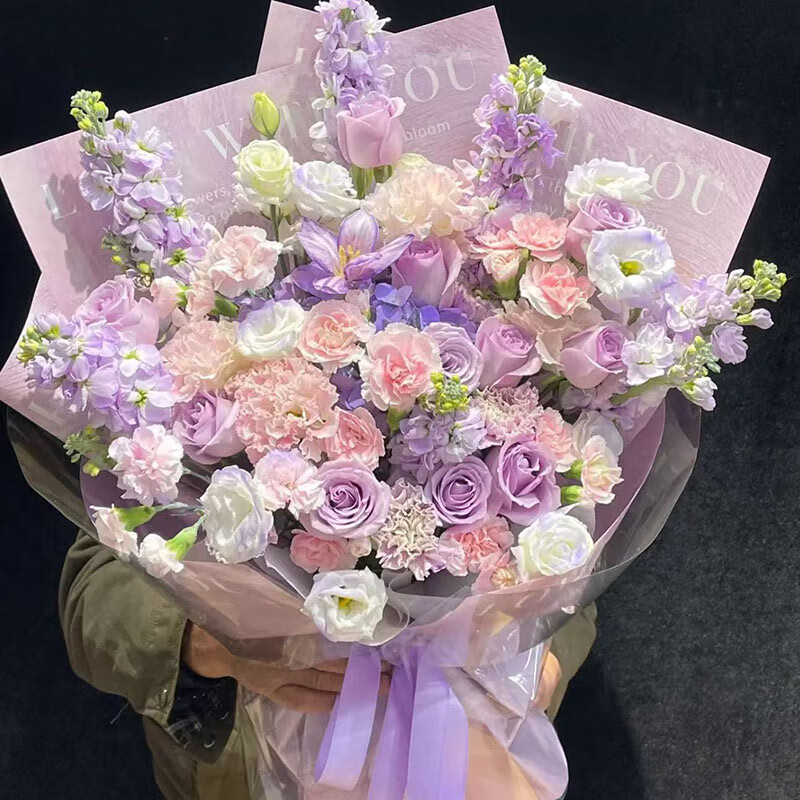 33朵紫玫瑰郁金香韩式花束鲜花全国同城配送女友生日礼物北京成都