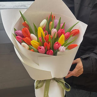 19朵多巴胺郁金香混搭生日花束鲜花速递全国同城送老婆北京深圳