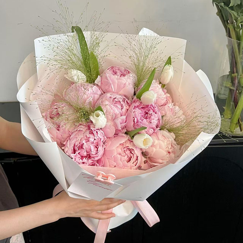 10朵粉色芍药生日花束送女友妈妈图片