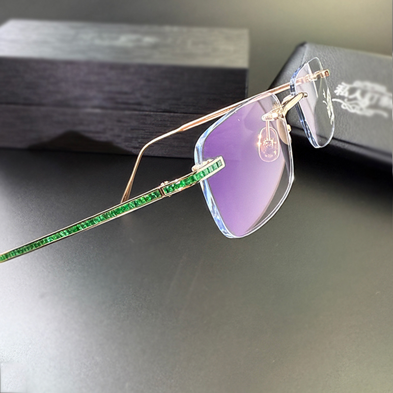 18K黄金无框眼镜架男女