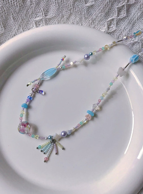 夏日烟花祭 梦幻彩色串珠烟花项链一条 长度44加5延长链左右