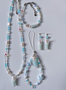 气泡苏打水夏日清凉清爽原创串珠项链一条