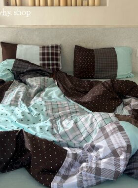 No!whyshop全棉60支格纹四件套