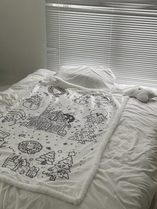 No!why shop·歪店“snow”圣诞法兰绒羊羔绒双层加厚毛毯沙发毯