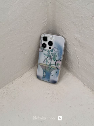 No!why shop·歪店原创复古浪漫花卉手机壳“花与花瓶”双层imd全包大孔光面壳适用于iPhone16promax