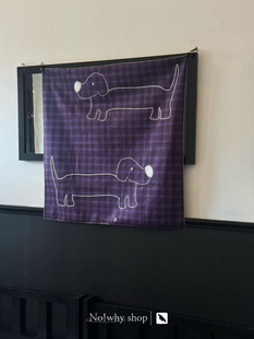 No!why shop·歪店原创“线条小狗”双色挂布背景布壁饰卧室装饰