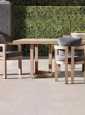 柚木桌椅晒户外闲休庭院花园露sy42天防腐实木椅防水防子圆桌室外