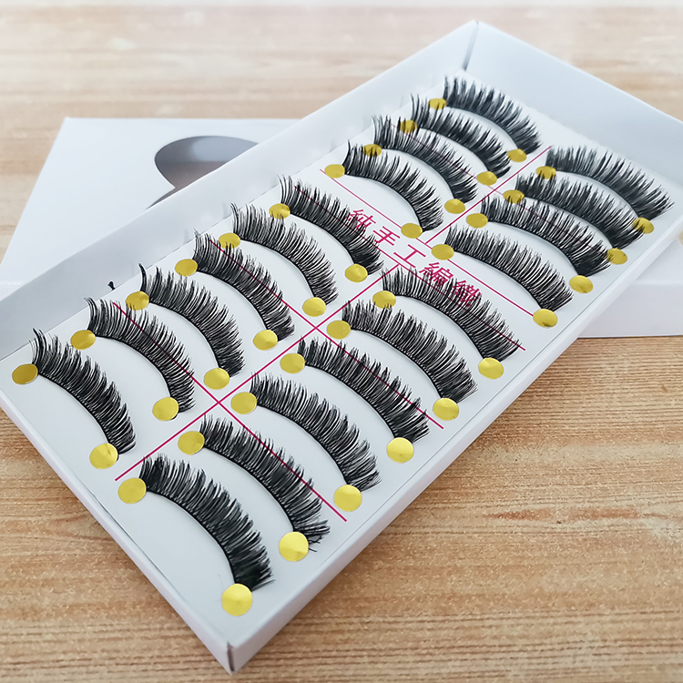 自动包邮 批发纯手工假睫毛加长浓密短款上睫毛Y72棉线梗10对装