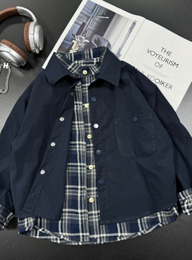 男童秋季双面穿上衣新款假两件中大童春秋休闲外套MT68060