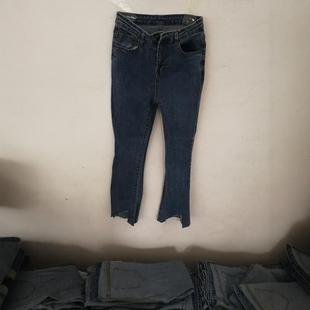 20元2条包邮瑕疵弹力牛仔裤女士微喇叭九分裤简约风显瘦s-5xl码