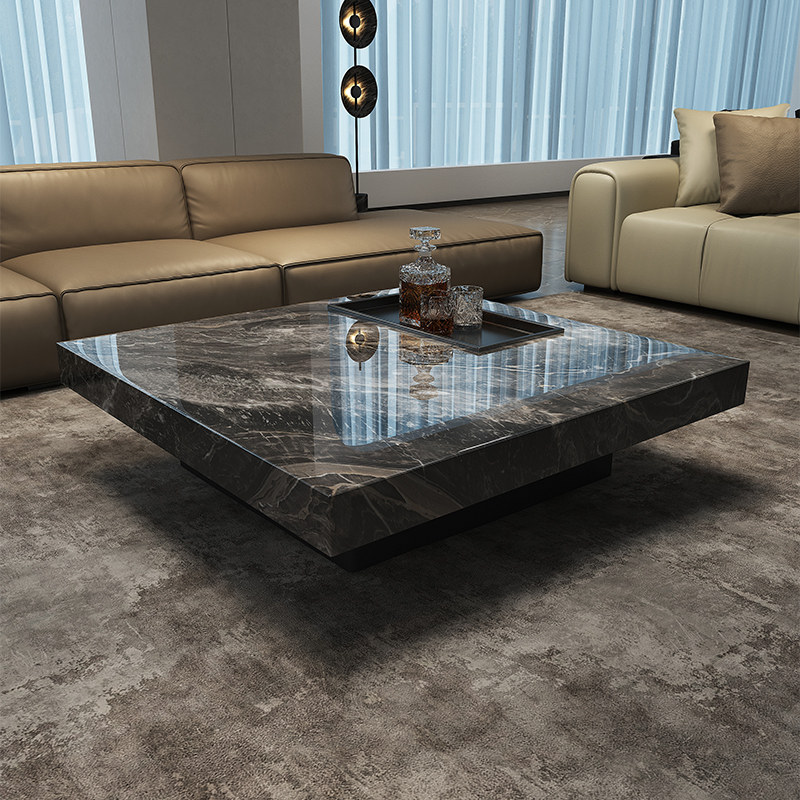 Truelo大理石茶几客厅威尼斯棕奢石悬浮现代轻奢高级感正方形