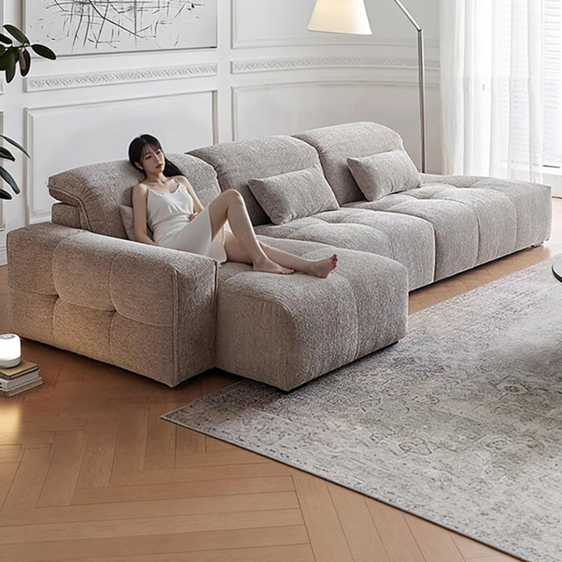 Truelog可全拆洗雪尼尔像素布艺沙发转角贵妃2026新款简约豆腐块