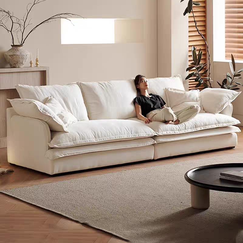 Truelog秋池亚麻布艺沙发可全拆洗客厅若初风信子棉麻奶油慵懒风