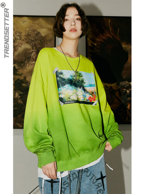 CRTR小雏菊套头女卫衣扎染春季情侣国潮宽松长袖T恤套头衫AROUSAL