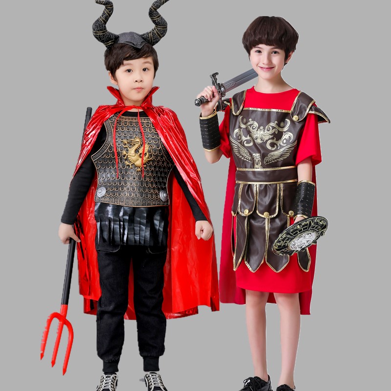 万圣节儿童服装男童古罗马武士cosply角色扮演男孩牛魔王表演服装