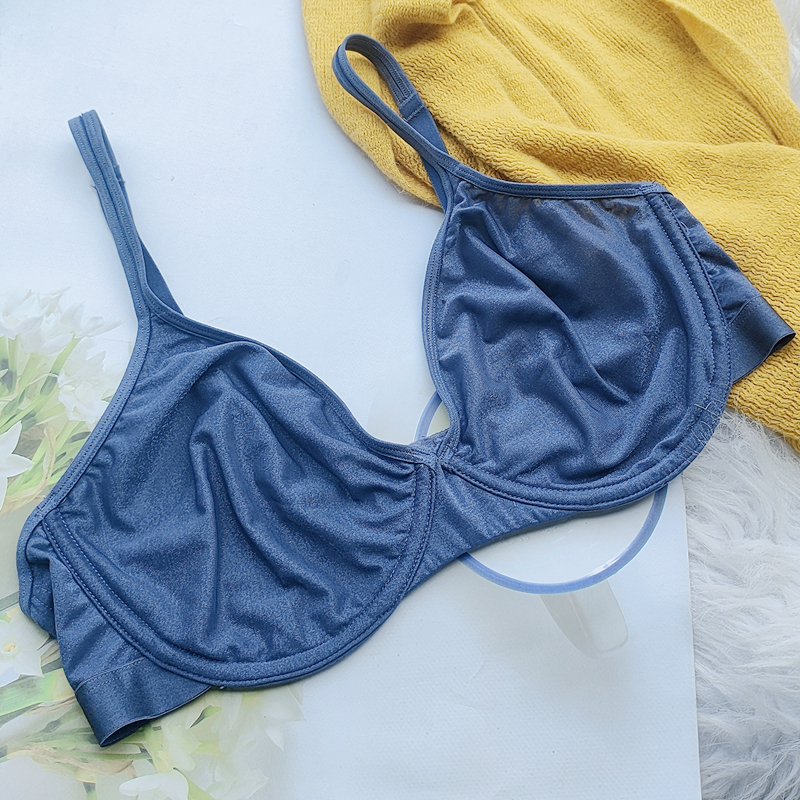 文胸有钢圈网纱透明大胸显小欧美