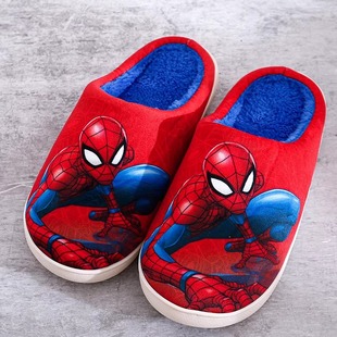 清仓34-35码穿儿童男大童棉拖鞋冬季室内卡通保暖防滑男孩毛拖鞋