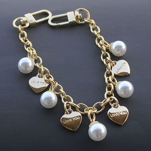 包包金属装饰挂链珍珠love爱心链条包挂件包饰链小包链条挂饰配件