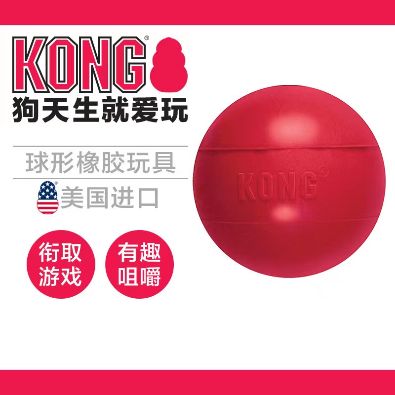美国KONG狗咬弹力球空心饼干球耐咬宠物玩具磨牙橡胶漏食大型犬