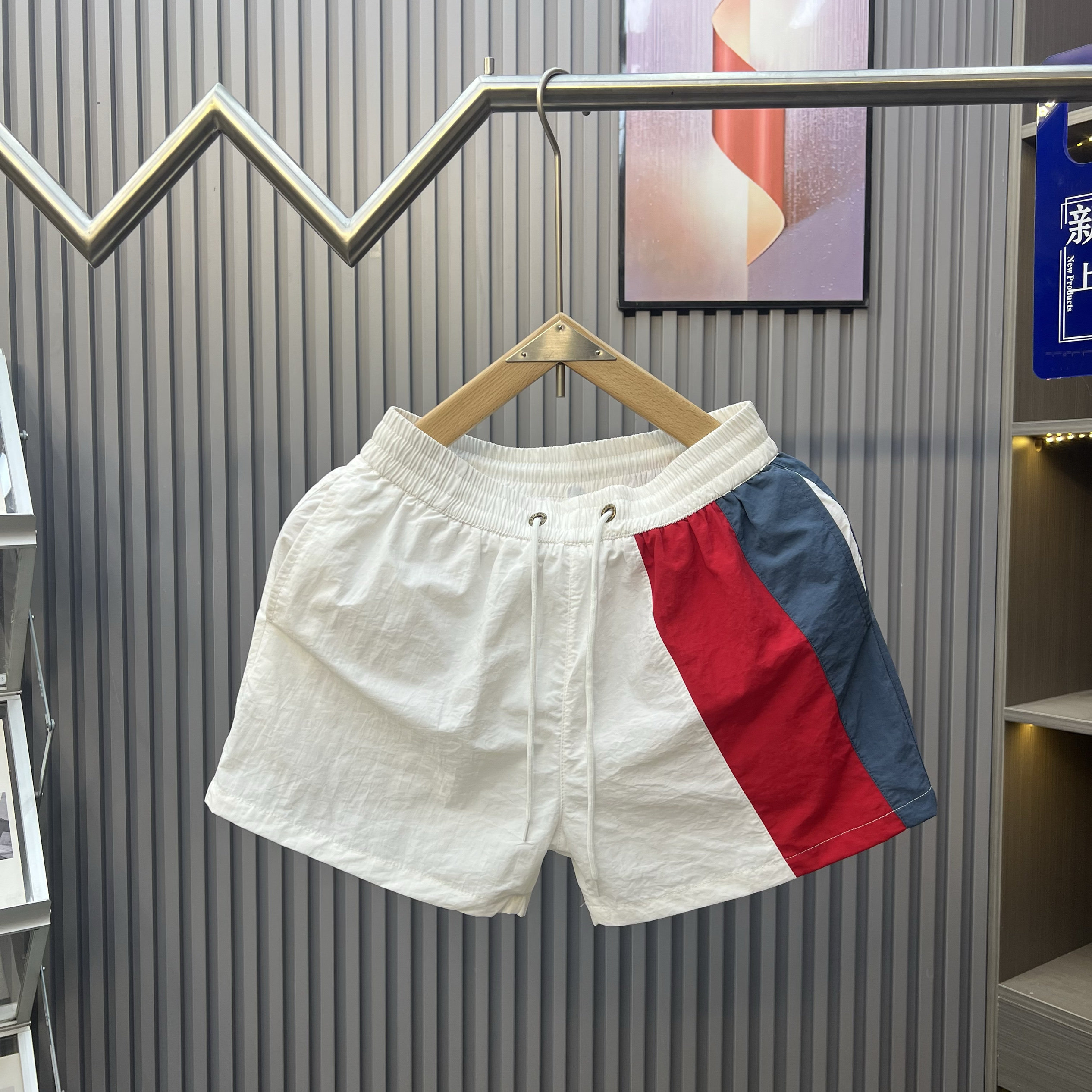 THIN SUMMER COLOR-BLOCK QUICK-DRYING SHORTS THREE-POINT PANTS MENS VERSATILE SWIM TRUNKS BEACH PANTS COOL AND BREATHABLE PANTS