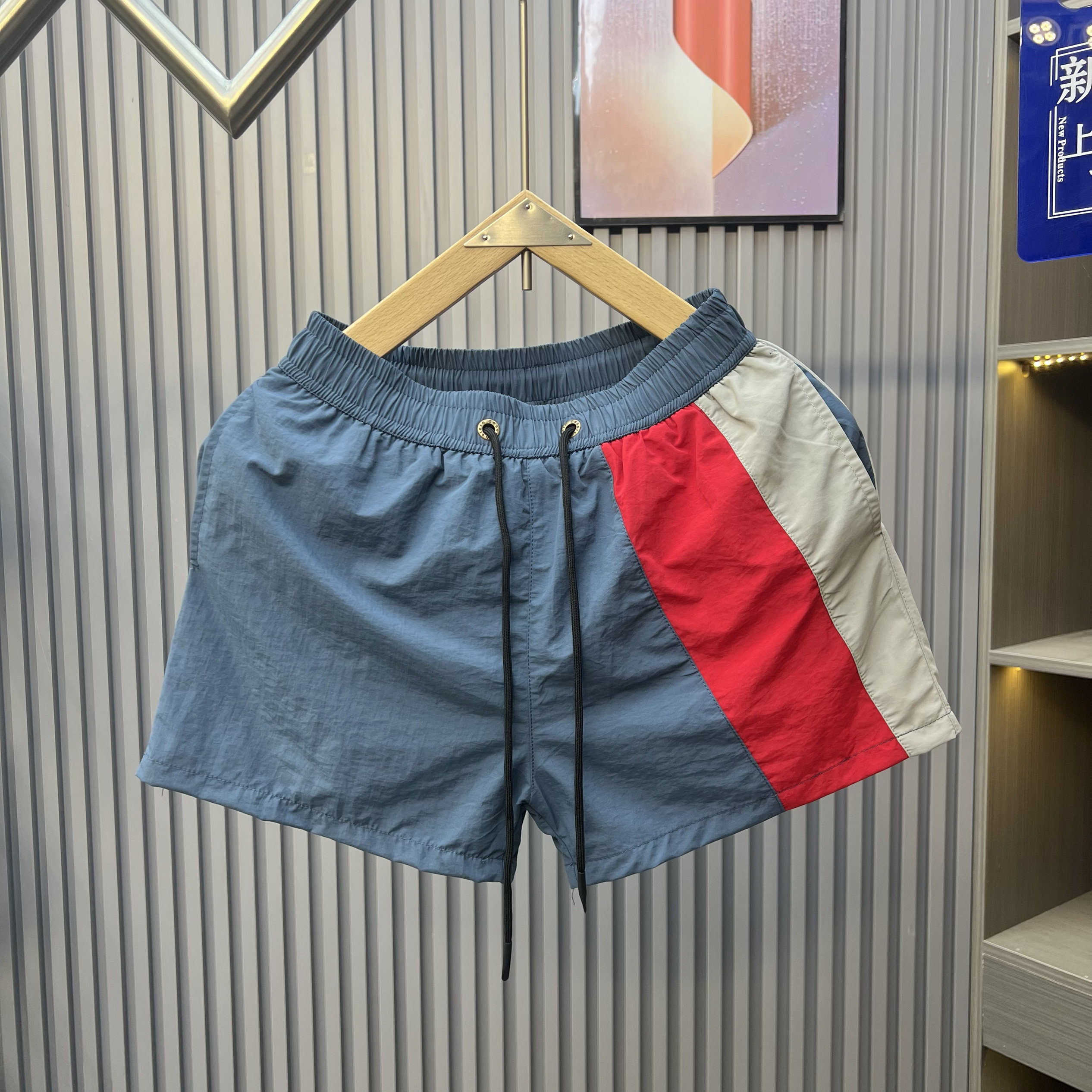 THIN SUMMER COLOR-BLOCK QUICK-DRYING SHORTS THREE-POINT PANTS MENS VERSATILE SWIM TRUNKS BEACH PANTS COOL AND BREATHABLE PANTS